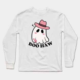 Boo Haw Creepy Cute Cowgirl Ghost Spooky Halloween Party Long Sleeve T-Shirt